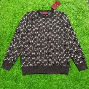 Gucci Gray Patterned Men's Long Sleeve Sweater